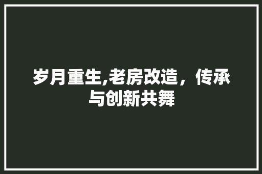 岁月重生,老房改造，传承与创新共舞