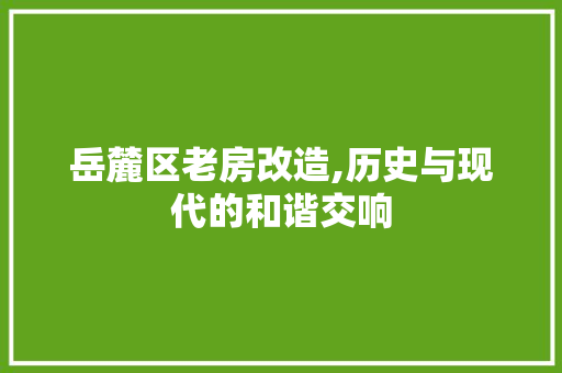 岳麓区老房改造,历史与现代的和谐交响