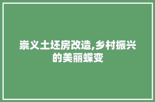崇义土坯房改造,乡村振兴的美丽蝶变