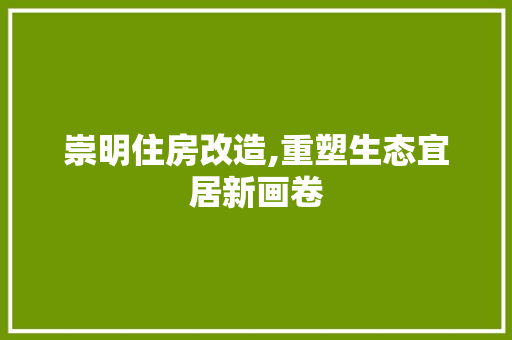 崇明住房改造,重塑生态宜居新画卷