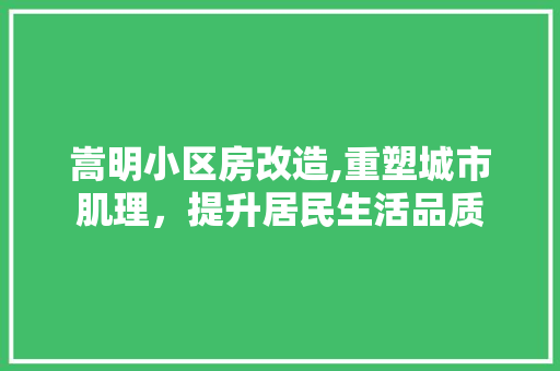 嵩明小区房改造,重塑城市肌理，提升居民生活品质