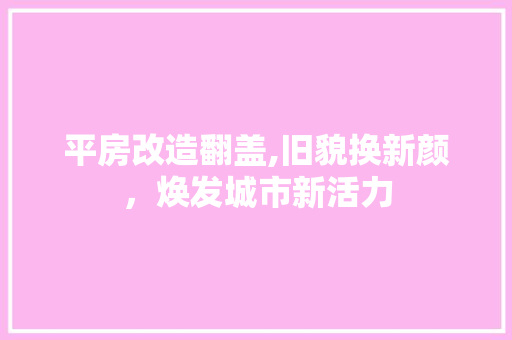 平房改造翻盖,旧貌换新颜，焕发城市新活力
