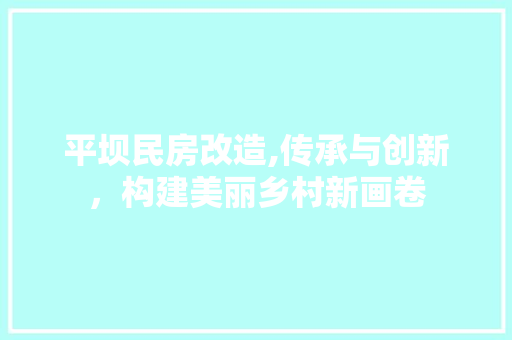 平坝民房改造,传承与创新，构建美丽乡村新画卷