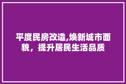 平度民房改造,焕新城市面貌，提升居民生活品质