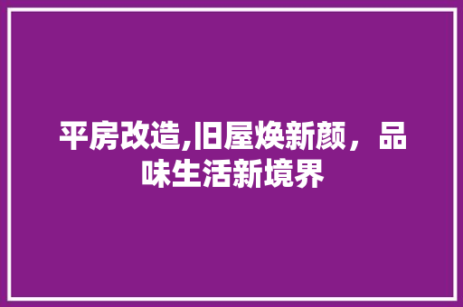 平房改造,旧屋焕新颜，品味生活新境界