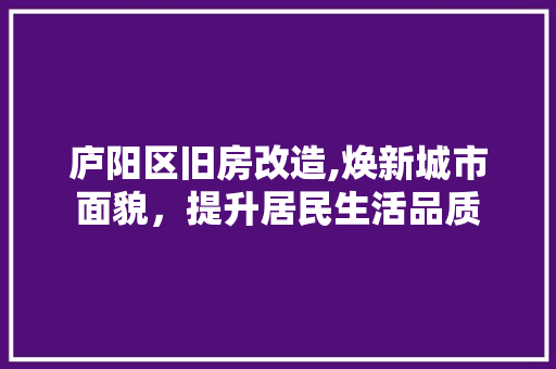 庐阳区旧房改造,焕新城市面貌，提升居民生活品质