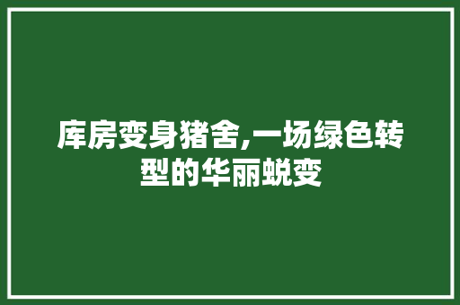 库房变身猪舍,一场绿色转型的华丽蜕变