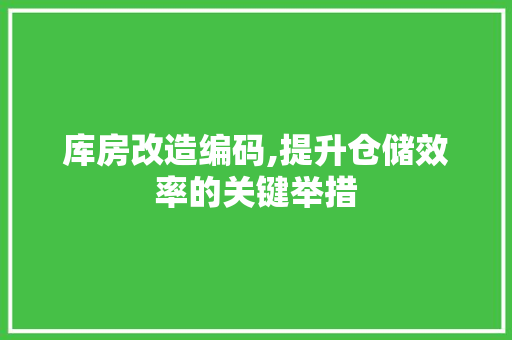 库房改造编码,提升仓储效率的关键举措