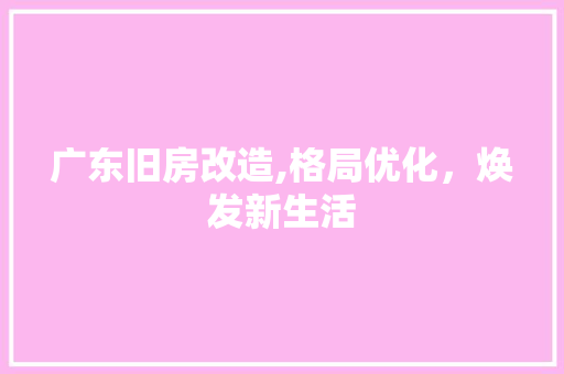 广东旧房改造,格局优化，焕发新生活