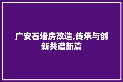 广安石墙房改造,传承与创新共谱新篇