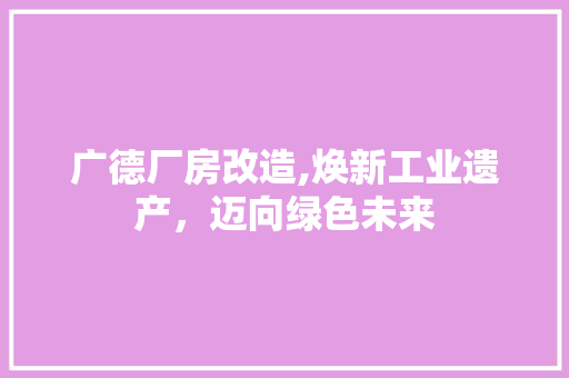 广德厂房改造,焕新工业遗产，迈向绿色未来