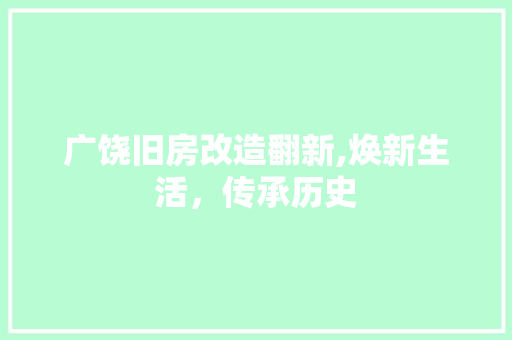 广饶旧房改造翻新,焕新生活，传承历史