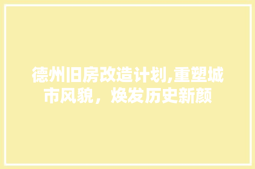 德州旧房改造计划,重塑城市风貌，焕发历史新颜