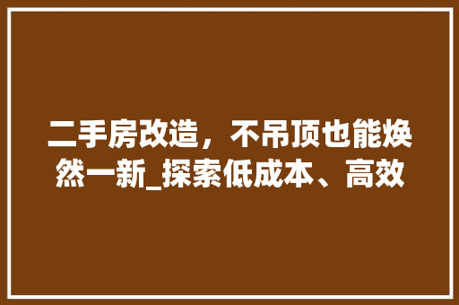 二手房改造，不吊顶也能焕然一新_探索低成本、高效率的_方法