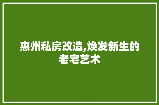 惠州私房改造,焕发新生的老宅艺术