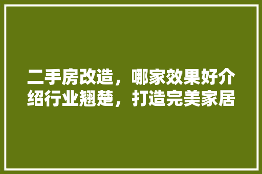 二手房改造，哪家效果好介绍行业翘楚，打造完美家居空间