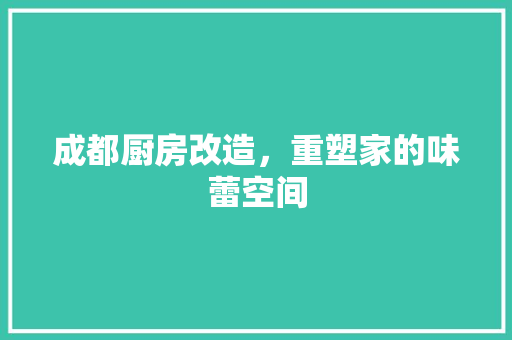 成都厨房改造，重塑家的味蕾空间