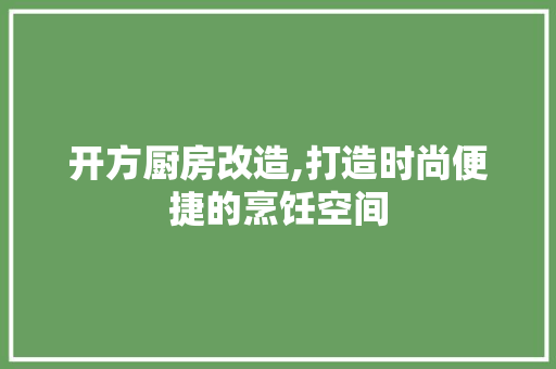 开方厨房改造,打造时尚便捷的烹饪空间