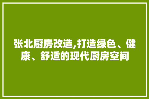 张北厨房改造,打造绿色、健康、舒适的现代厨房空间