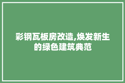 彩钢瓦板房改造,焕发新生的绿色建筑典范
