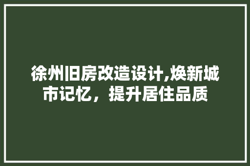 徐州旧房改造设计,焕新城市记忆，提升居住品质