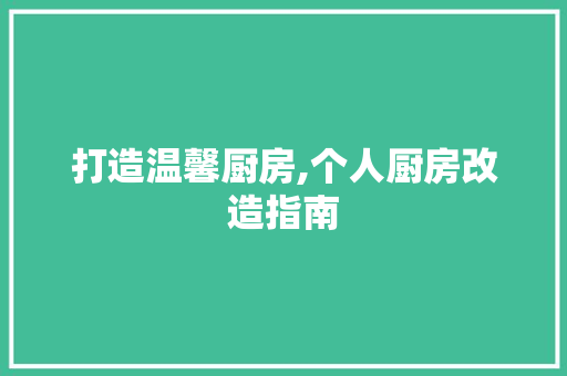 打造温馨厨房,个人厨房改造指南
