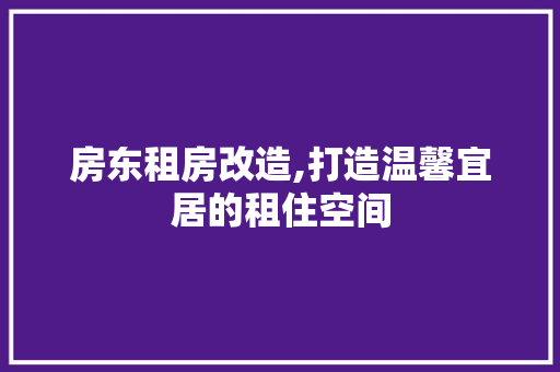 房东租房改造,打造温馨宜居的租住空间