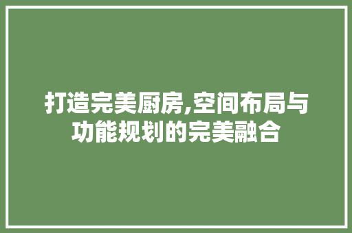 打造完美厨房,空间布局与功能规划的完美融合