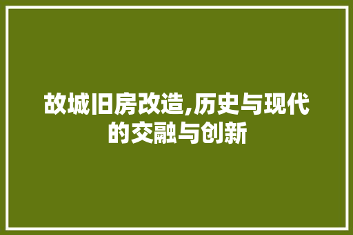 故城旧房改造,历史与现代的交融与创新