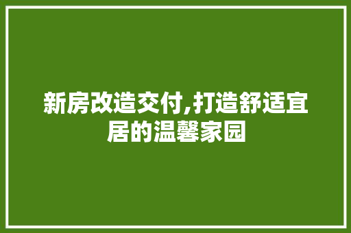 新房改造交付,打造舒适宜居的温馨家园