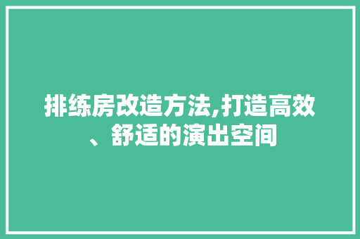 排练房改造方法,打造高效、舒适的演出空间