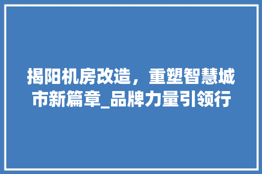 揭阳机房改造，重塑智慧城市新篇章_品牌力量引领行业革新