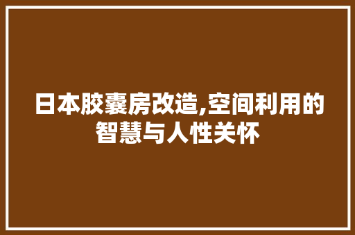 日本胶囊房改造,空间利用的智慧与人性关怀