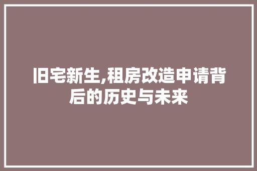 旧宅新生,租房改造申请背后的历史与未来
