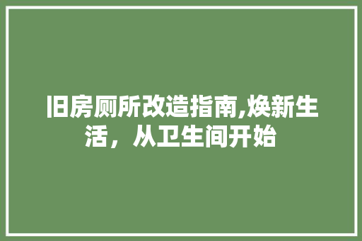 旧房厕所改造指南,焕新生活，从卫生间开始