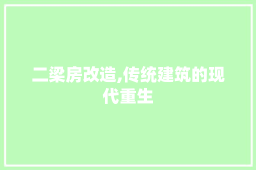 二梁房改造,传统建筑的现代重生