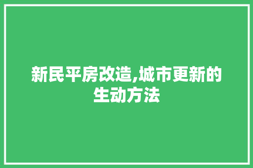 新民平房改造,城市更新的生动方法