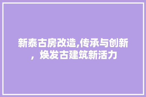 新泰古房改造,传承与创新，焕发古建筑新活力