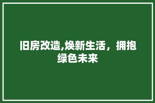 旧房改造,焕新生活，拥抱绿色未来