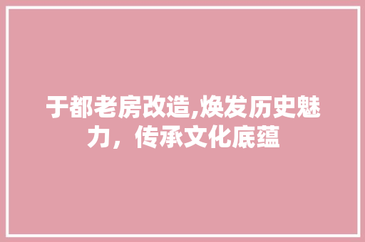 于都老房改造,焕发历史魅力，传承文化底蕴