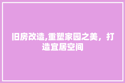 旧房改造,重塑家园之美，打造宜居空间