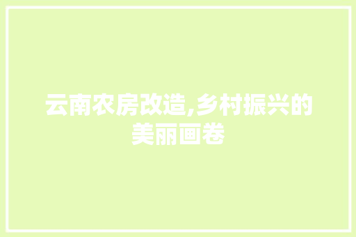 云南农房改造,乡村振兴的美丽画卷