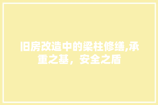旧房改造中的梁柱修缮,承重之基，安全之盾