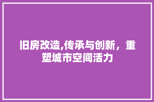 旧房改造,传承与创新，重塑城市空间活力