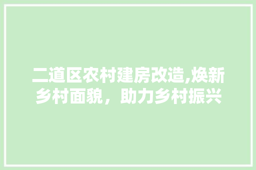 二道区农村建房改造,焕新乡村面貌，助力乡村振兴