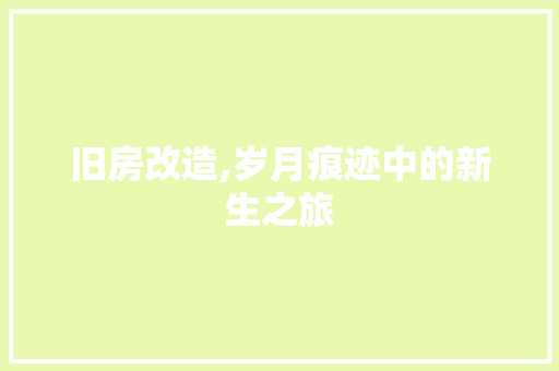 旧房改造,岁月痕迹中的新生之旅 庭院装修