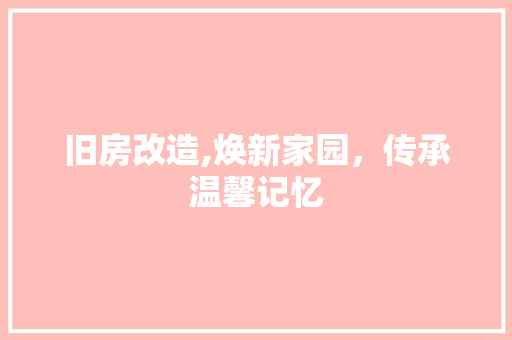 旧房改造,焕新家园，传承温馨记忆