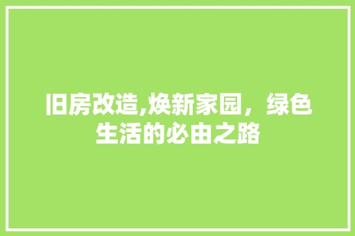 旧房改造,焕新家园，绿色生活的必由之路