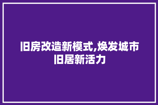 旧房改造新模式,焕发城市旧居新活力