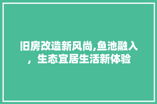 旧房改造新风尚,鱼池融入，生态宜居生活新体验